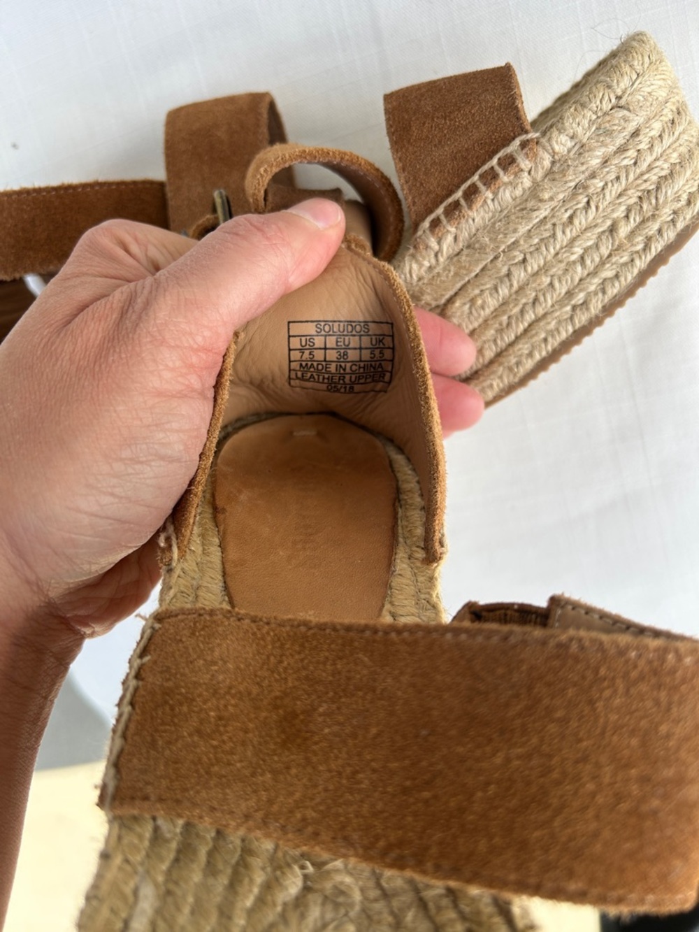 Saludos Women’s Brown Suede Espadrille Platform Sandals - Picture 3 of 3